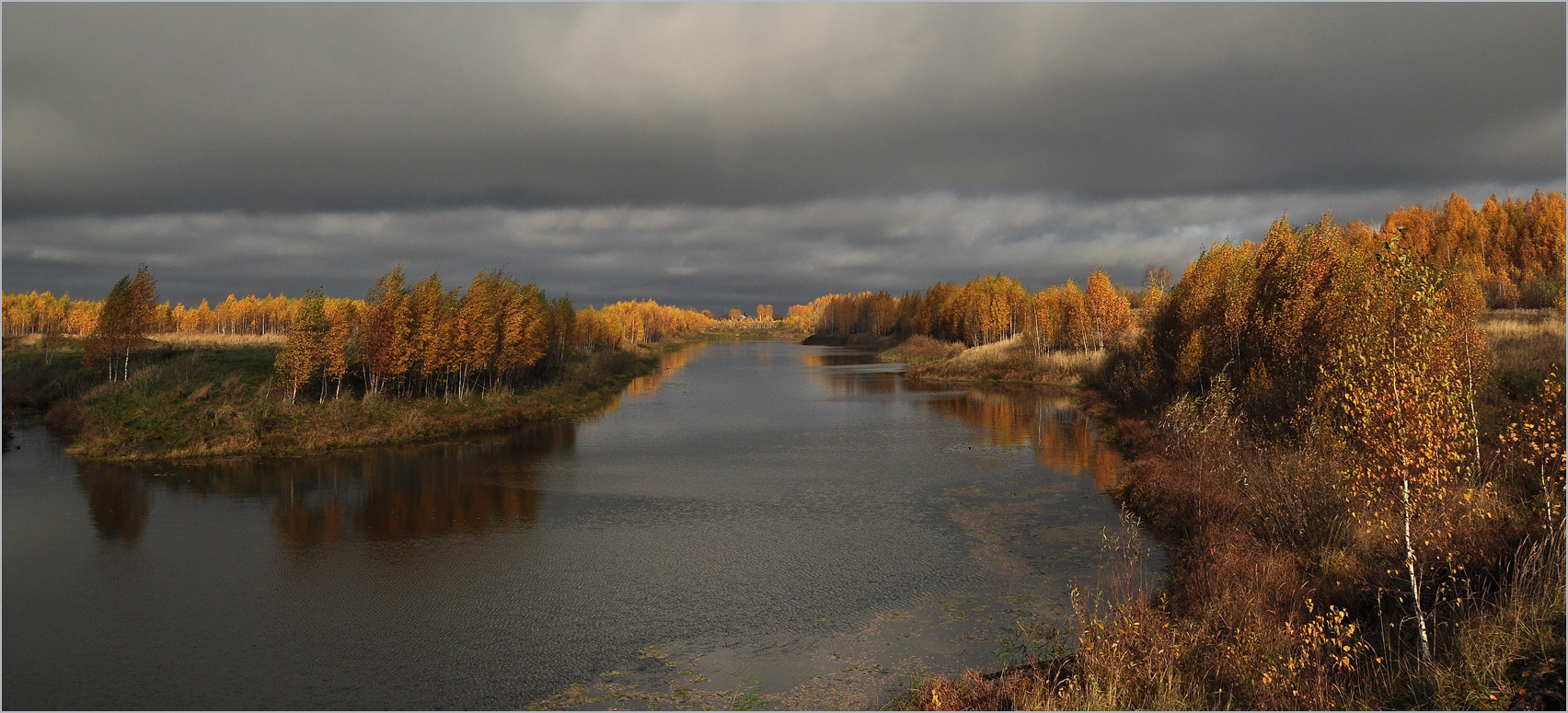 photo "***" tags: landscape, autumn, birches, clouds, water