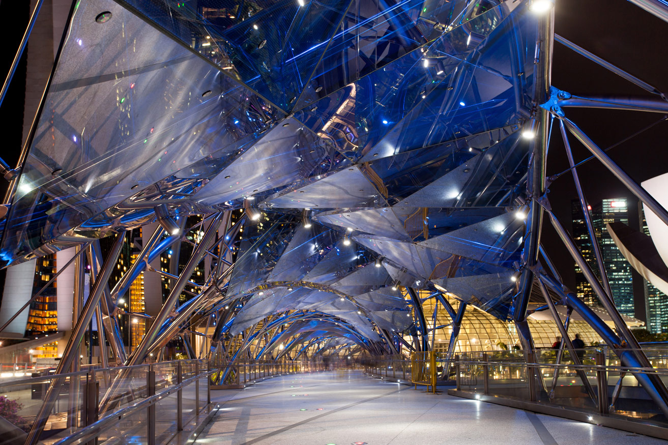 фото "«Double Helix Bridge»" метки: архитектура, путешествия, город, Сингапур, вечер, мост