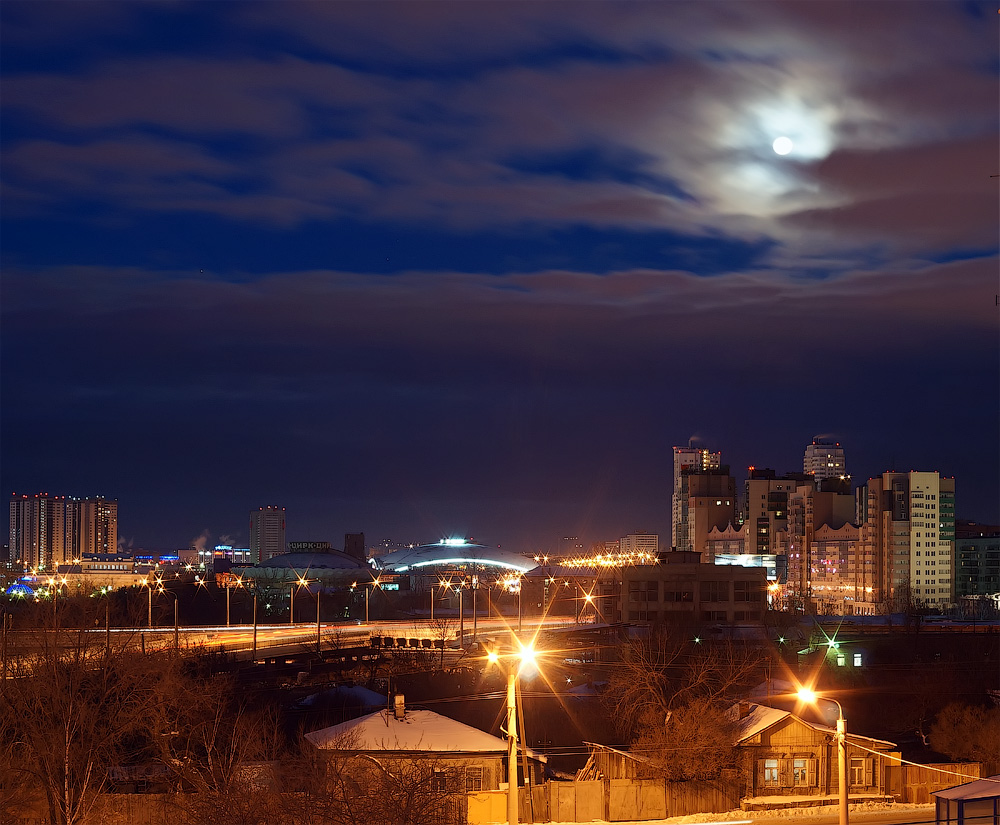 фото "Лунная ночь" метки: город, Луна, ночь