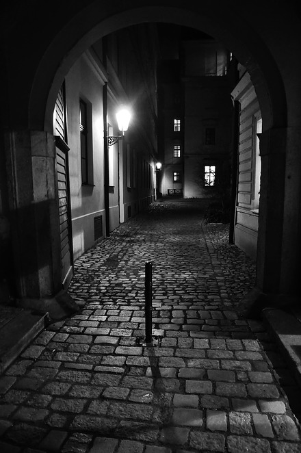 photo "Hочная ворота и улица" tags: black&white, Prag, Prague, Praha