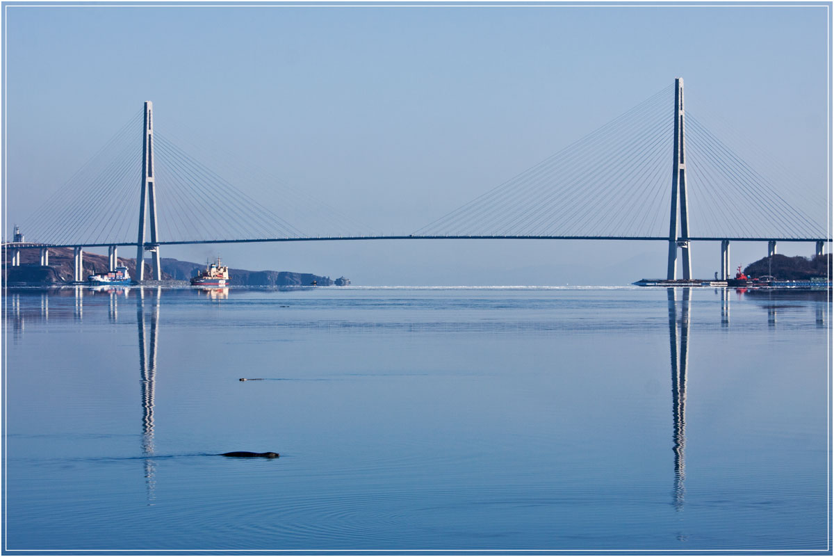photo "***" tags: landscape, bridge, sea, ship, winter