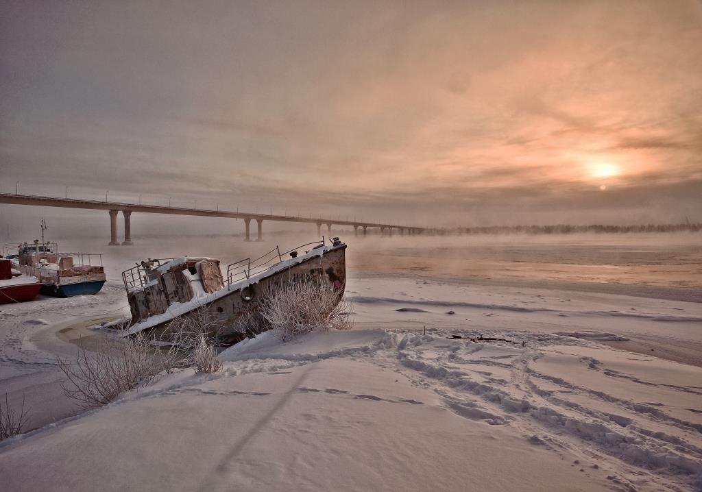 photo "***" tags: architecture, city, landscape, clouds, sky, sun, water, winter, волга