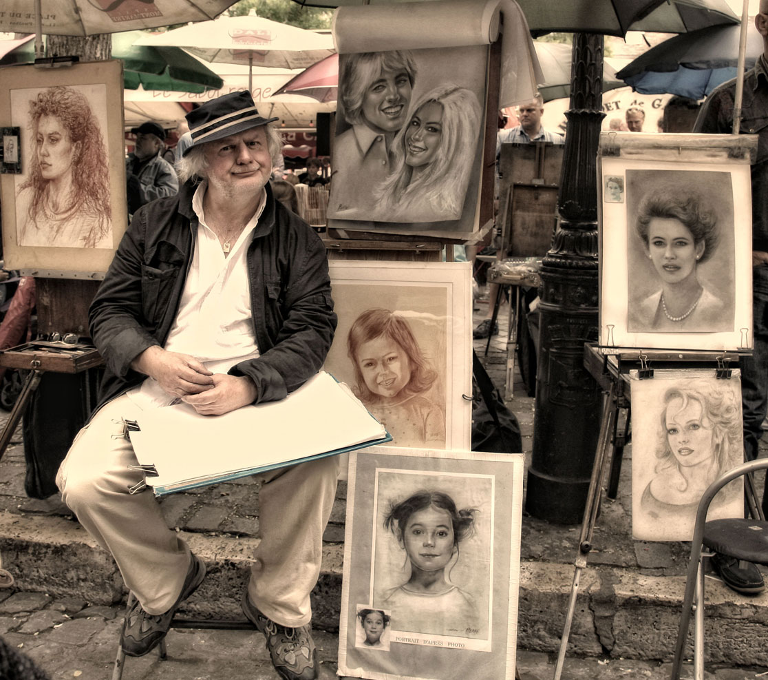 фото "Свободный художник" метки: стрит-фото, жанр, Париж, зарисовка, картины, улица, человек