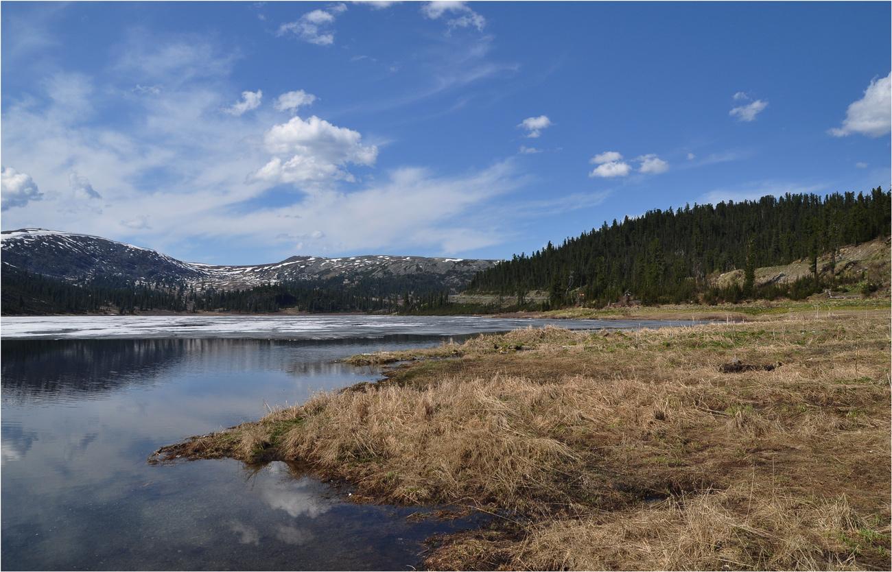 photo "***" tags: landscape, travel, clouds, grass, mountains, spring, water, лед