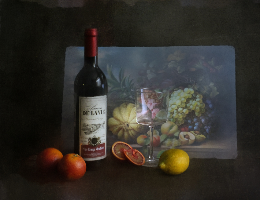фото "С бутылкой красного вина" метки: натюрморт, апельсин, бутылка, лимон