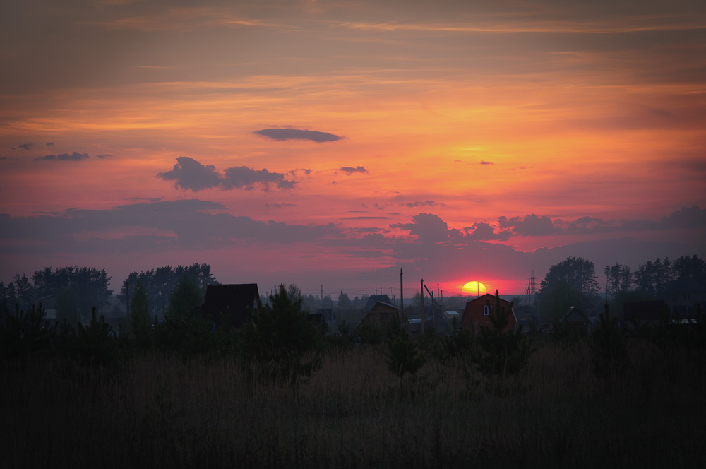 фото "Подмосковный вечер" метки: пейзаж, весна, деревня, закат, небо, облака, солнце
