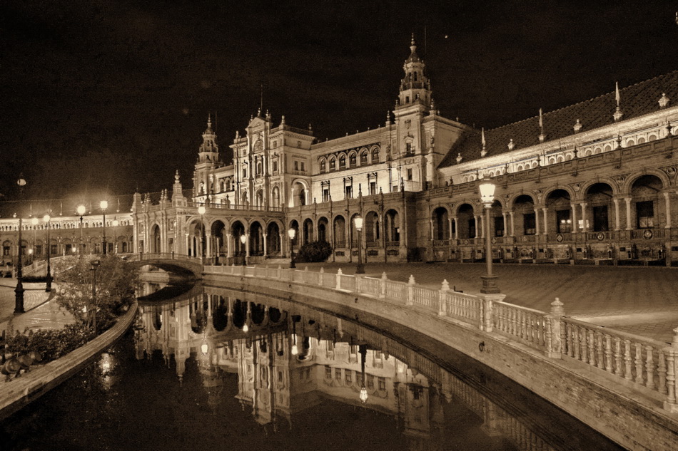 фото "ночная Севилья" метки: пейзаж, архитектура, путешествия, Европа, вода, ночь, река
