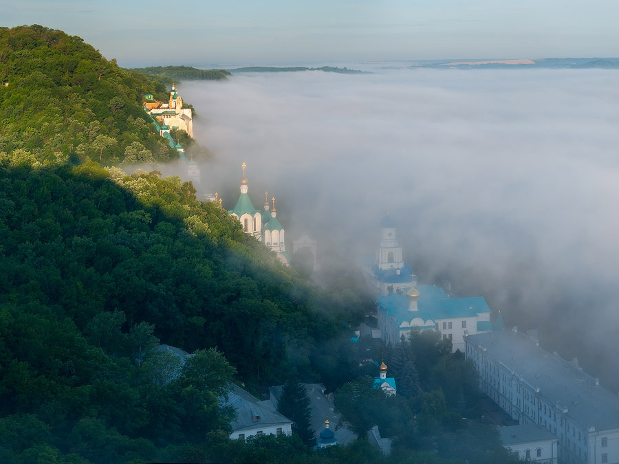 photo "***" tags: landscape, architecture, clouds, fog, summer, Донбасс, Святогорье