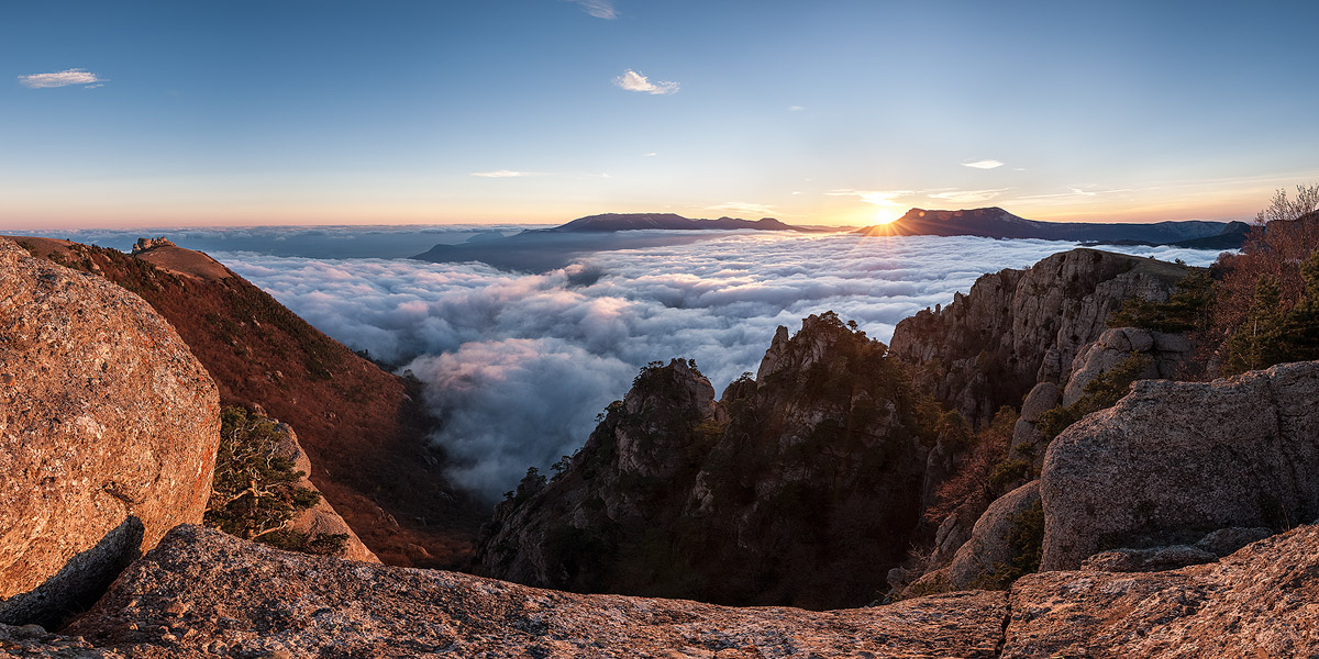 фото "Закат на Южной Демерджи" метки: панорама, пейзаж, природа, Крым, горы, демерджи, закат, облака, осень