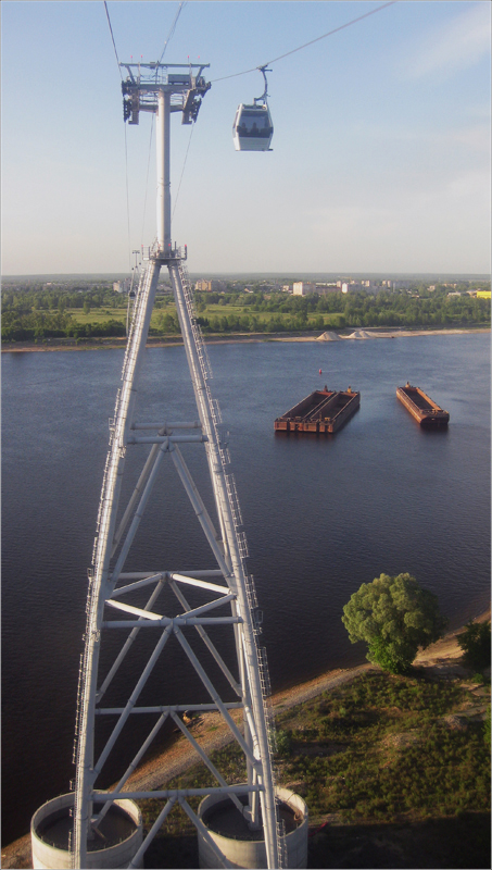 photo "Flying on a cable car - 3." tags: landscape, travel, flight, river, summer, волга, канатка