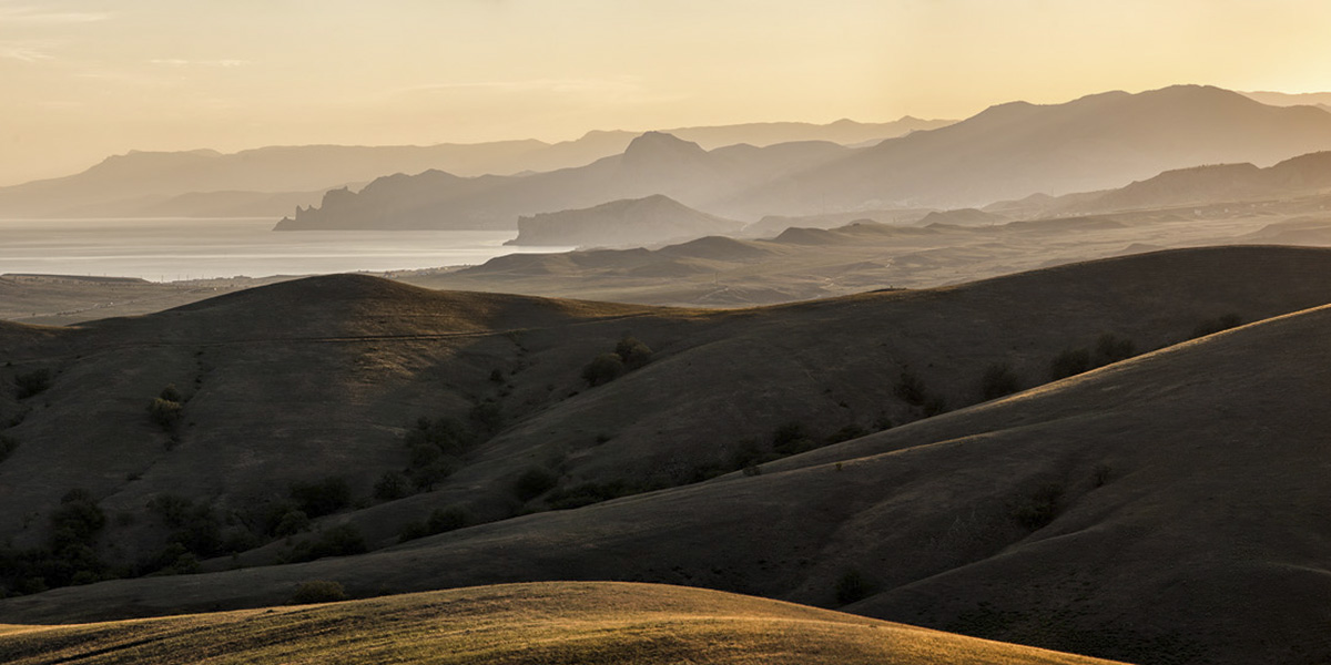 photo "***" tags: landscape, panoramic, nature, Crimea, mountains, sunset, Черное море