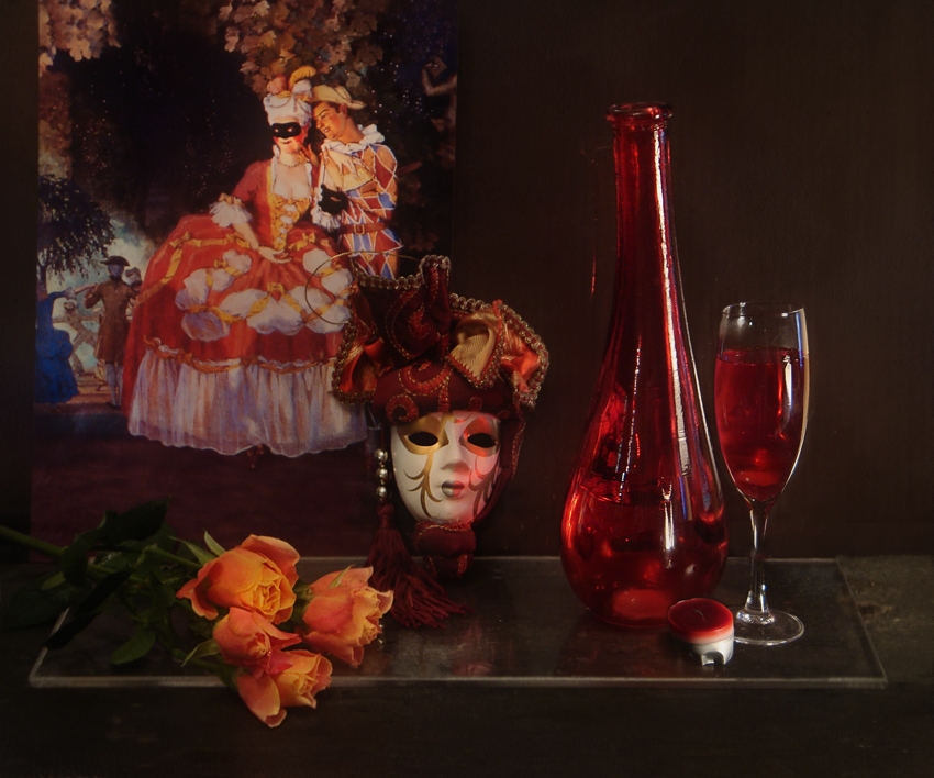фото "Карнавальное настроение" метки: натюрморт, маска, розы