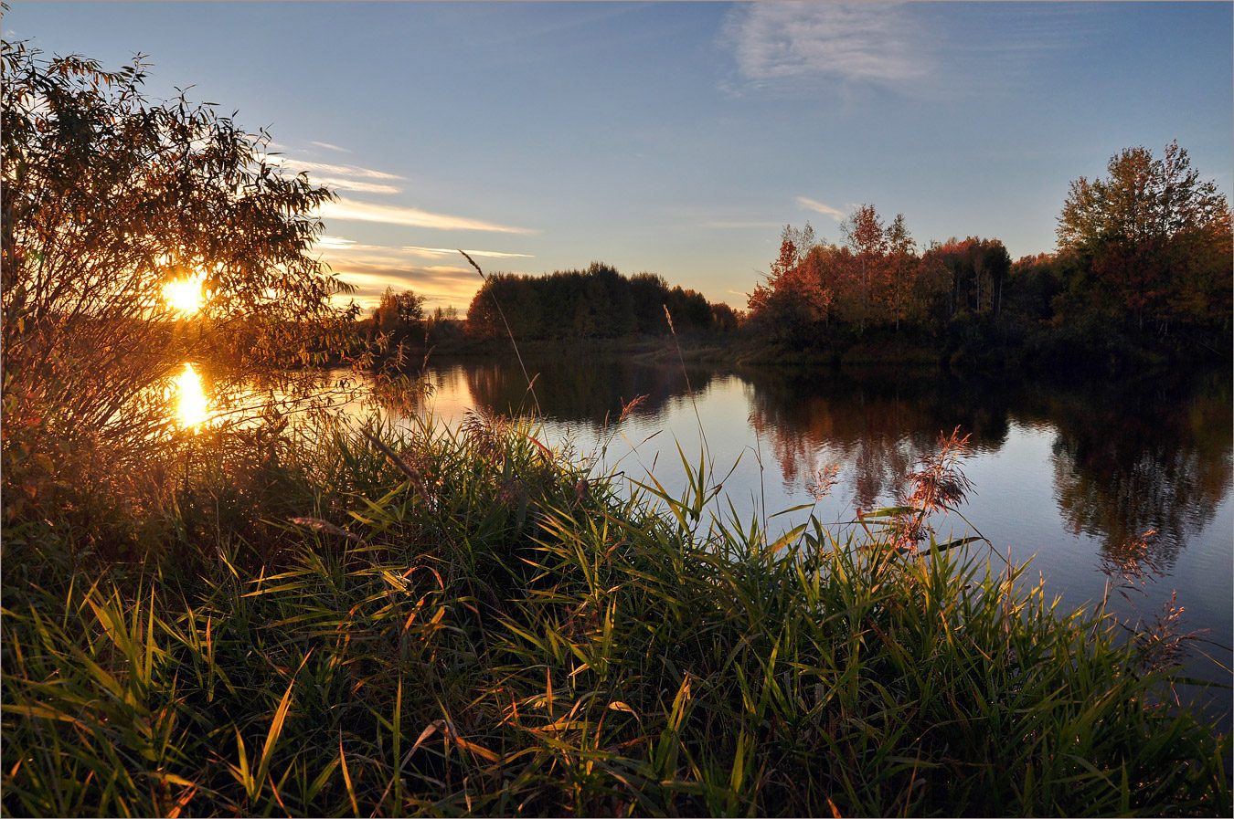 photo "***" tags: landscape, travel, grass, river, sunset