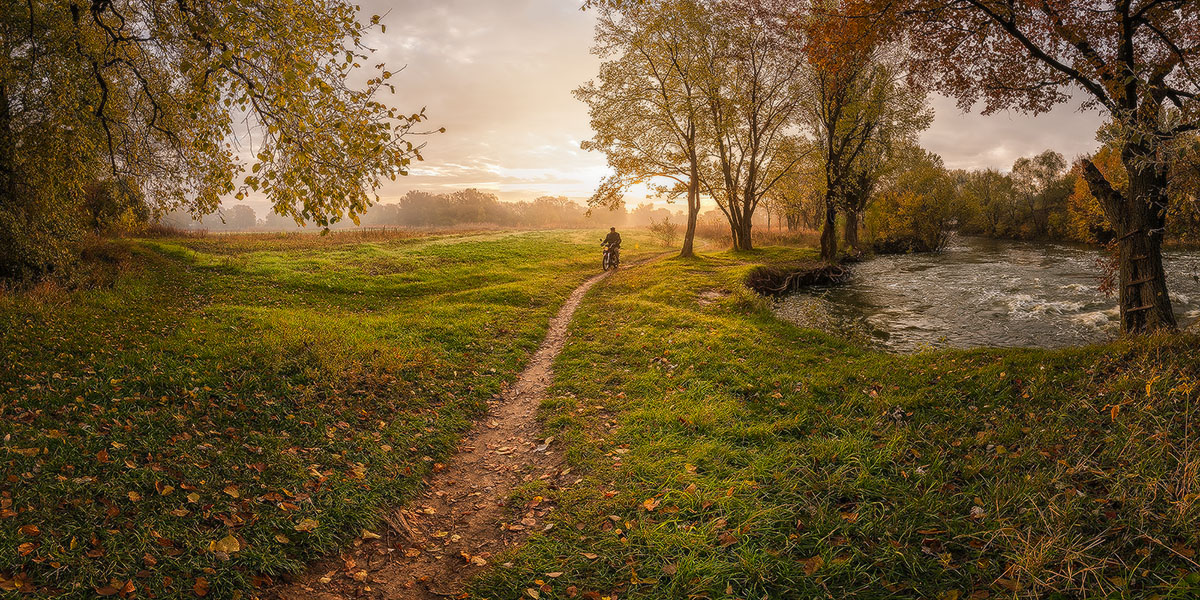 photo "***" tags: panoramic, landscape, autumn, fog, forest, river, water, Донбасс