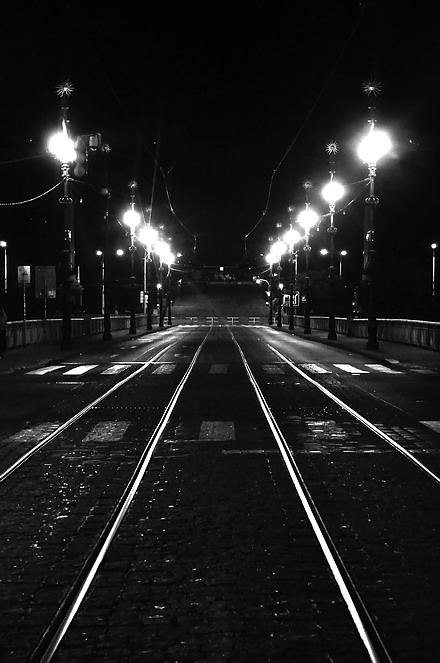 photo "Hочной мост и фонари" tags: black&white, Prag, Prague, Praha