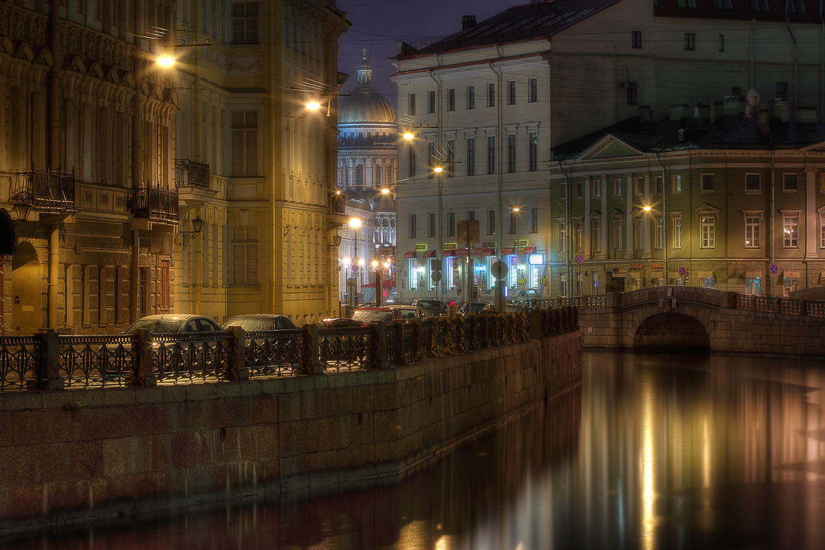 photo "***" tags: architecture, city, night, river, Исаакиевский, Петербург, мойка, собор