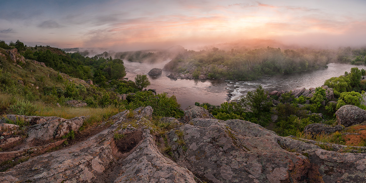 photo "***" tags: landscape, nature, panoramic, clouds, fog, river, spring, water, Южный Буг