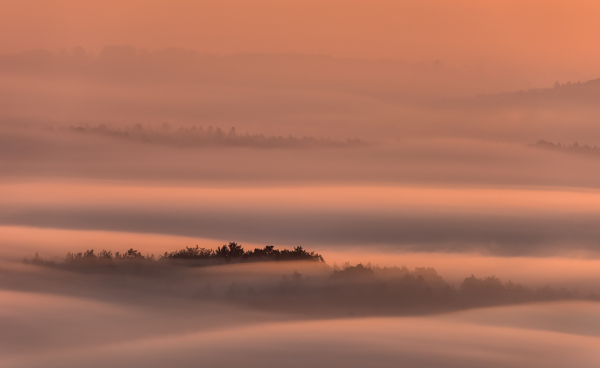 photo "Hidden in fog" tags: landscape, nature, Slovenia, Zavrh, fog, mist, sunrise