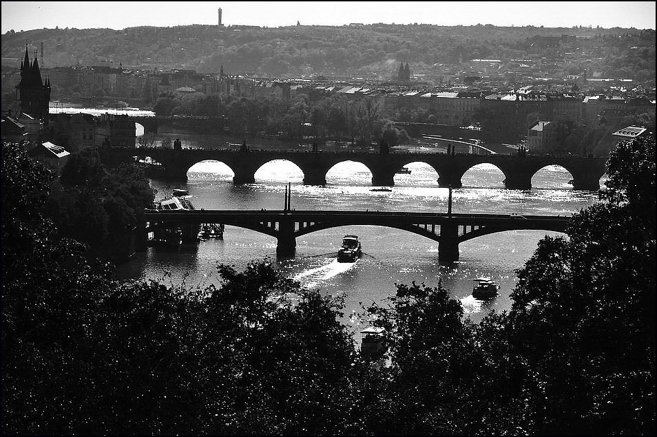 photo "Мосты и Влтава" tags: black&white, Prag, Prague, Praha