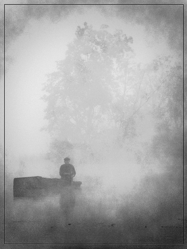 фото "На рыбалке" метки: пейзаж, Речка, рассвет, рыбак, туман