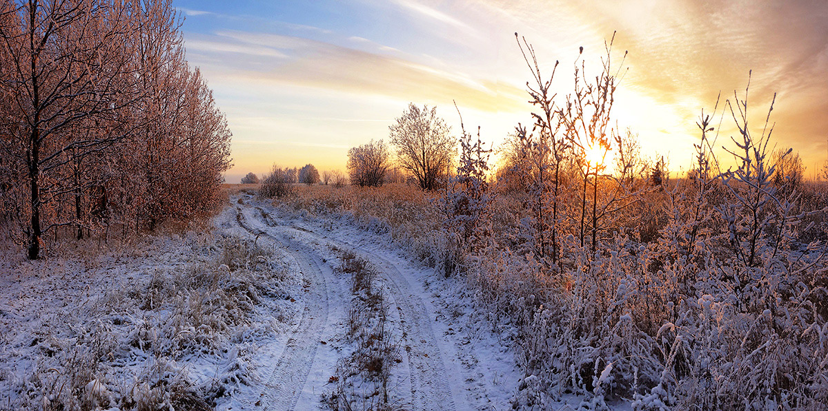 фото "Зимними дорожками" метки: пейзаж, закат, следы зима