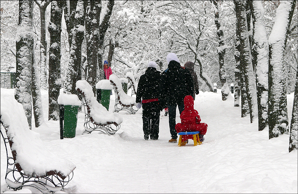 photo "***" tags: street, Bucharest, park, people, walk, winter