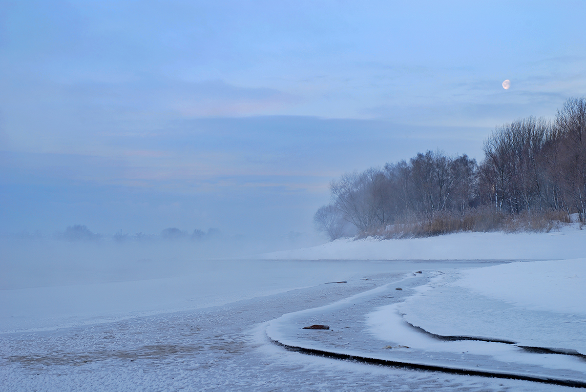photo "***" tags: landscape, fog, forest, river, winter