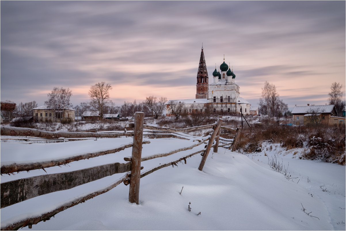 фото "Осенево. Церковь Казанской иконы Божией Матери" метки: , Россия, снег, утро, храм, церковь