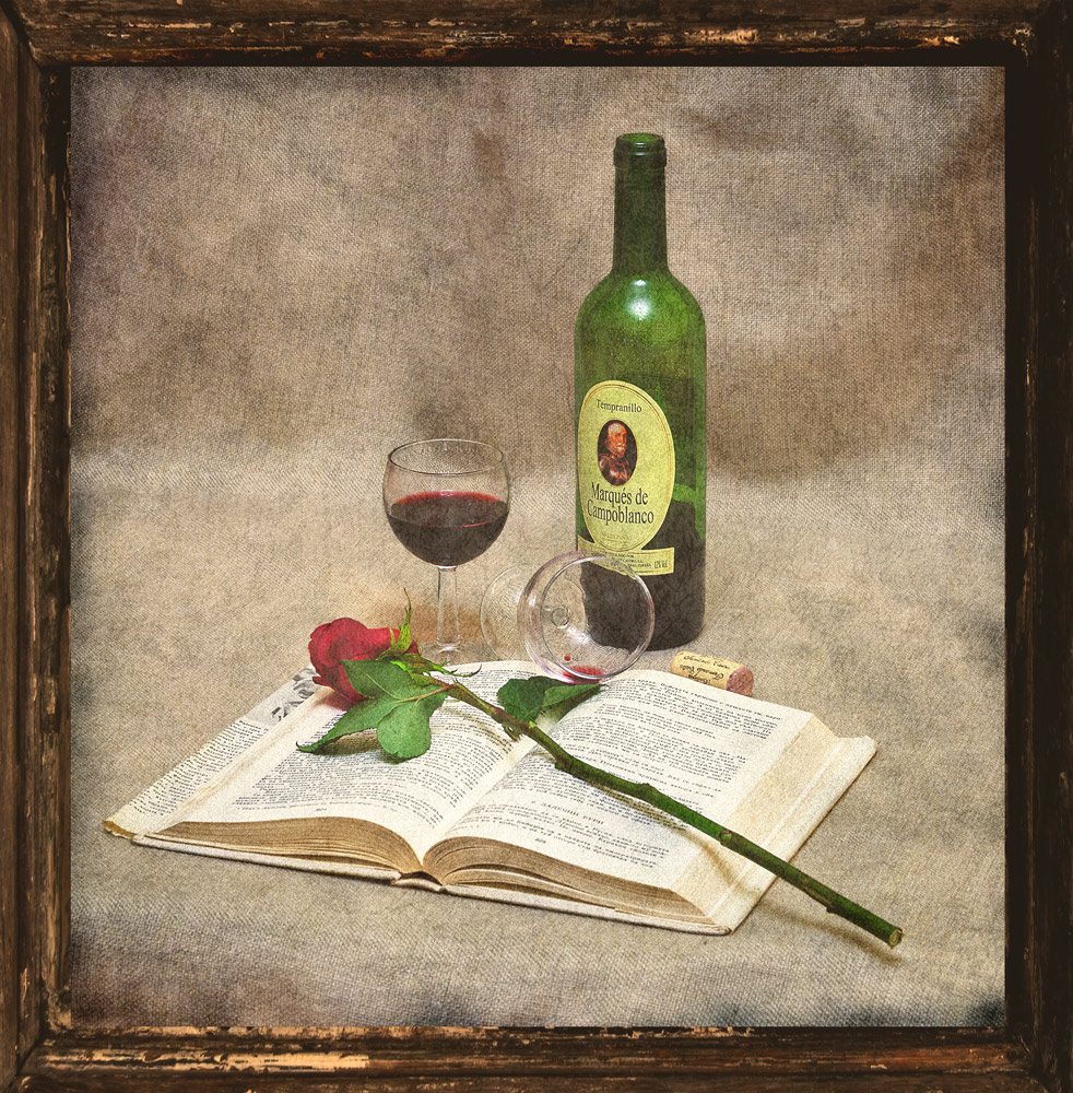 фото "***" метки: натюрморт, вино, книга, розы, фужер