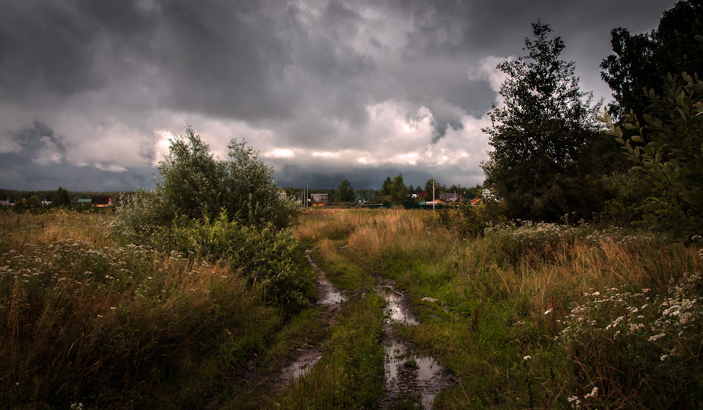 фото "Пасмурный день" метки: пейзаж, природа, деревня, дорога, лето, небо, облака