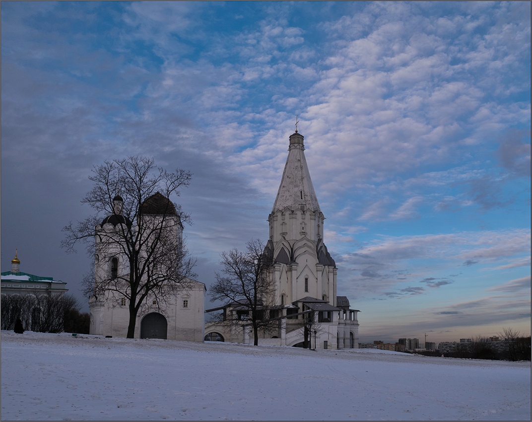 фото "Вечер в Коломенском" метки: архитектура, пейзаж, город, закат, зима, храм