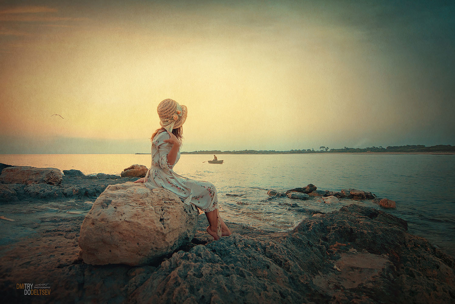 photo "portret" tags: genre, portrait, travel, Majorca, boat, coast, evening, girl, sea, sunset