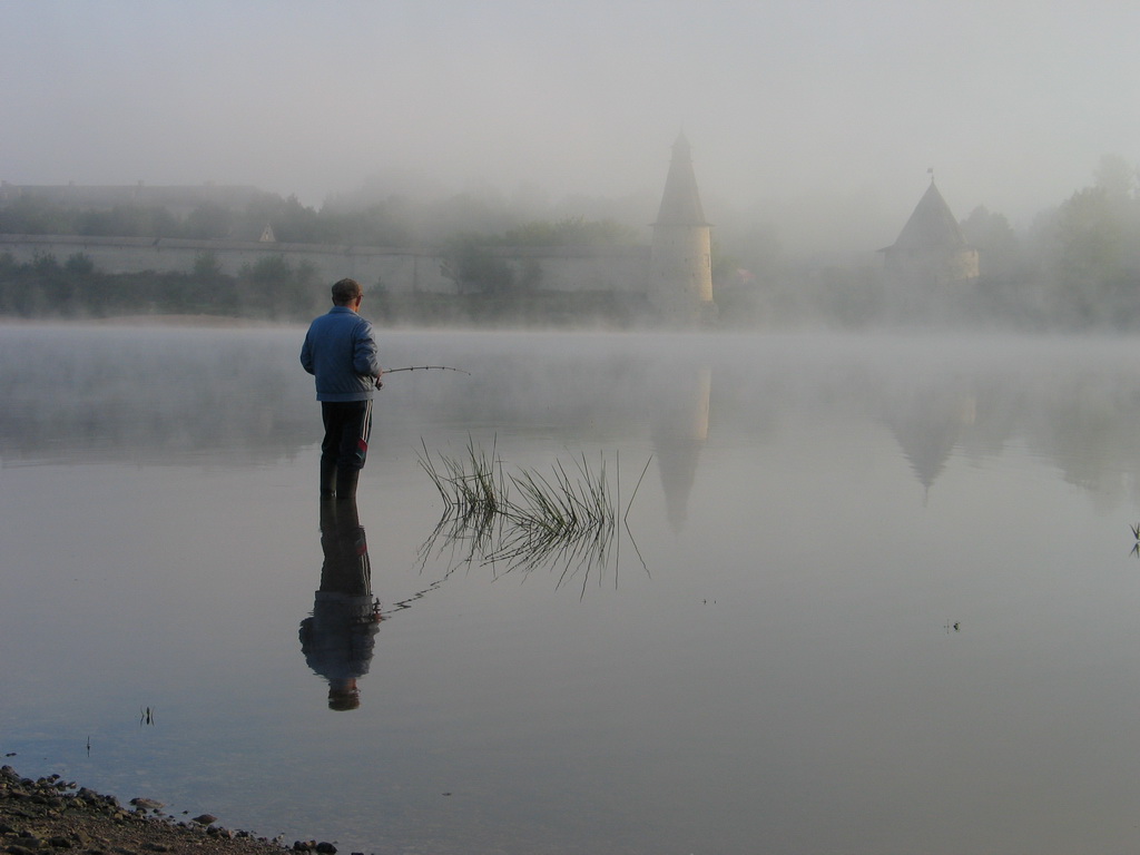 photo "***" tags: misc., landscape, reporting, fog, morning, Псков, рыбалка