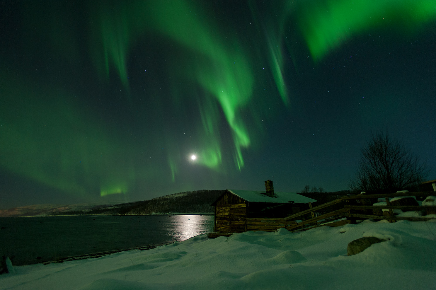 фото "За полярным кругом." метки: пейзаж, природа, зима, ночь., северное сияние