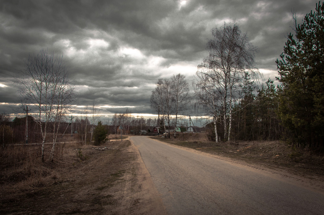 photo "***" tags: landscape, clouds, road, sky, spring, деревня