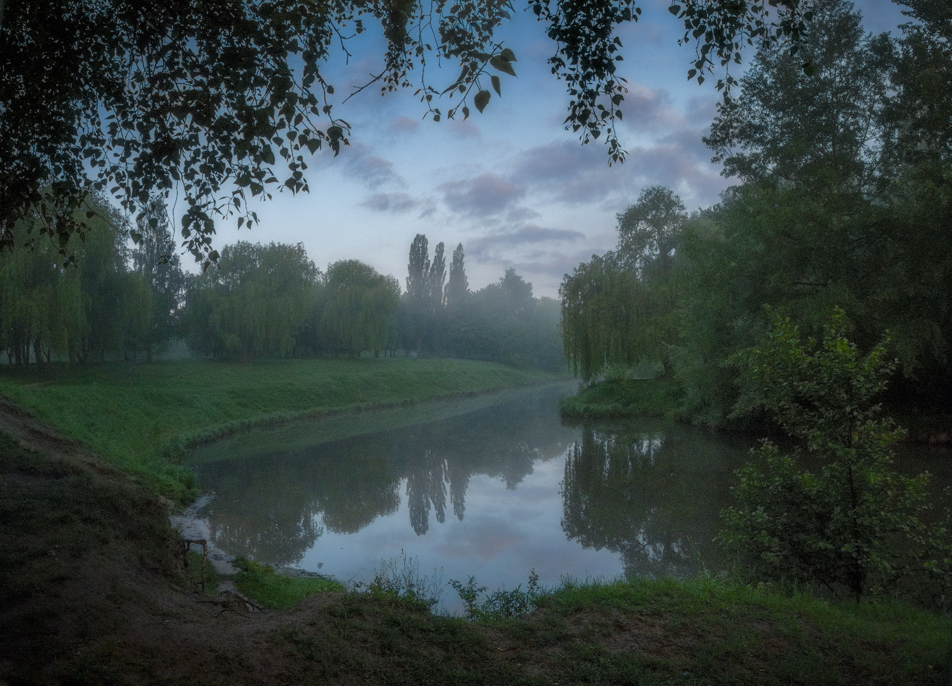 photo "***" tags: landscape, panoramic, nature, fog, park, sky, spring, берега, листья, май, сцена