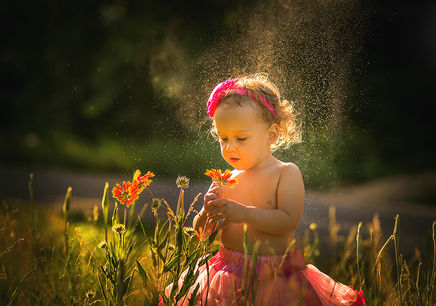 photo "***" tags: , children, flowers, summer, брызги, детский портрет