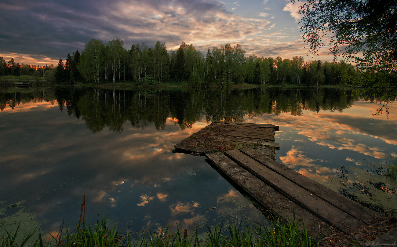 photo "***" tags: landscape, nature, clouds, evening, forest, pond, sky, spring, sunset