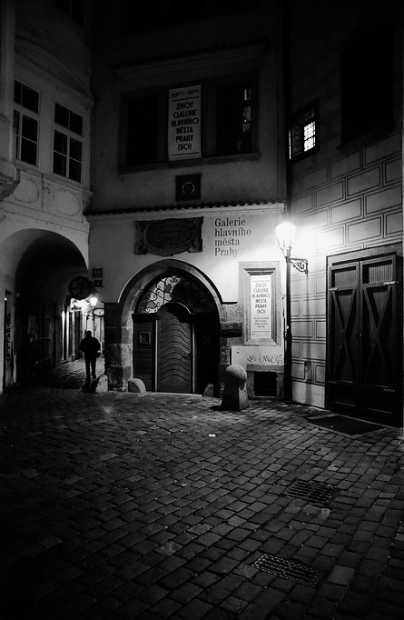 photo "Ночная фигура дома" tags: black&white, Prag, Prague, Praha