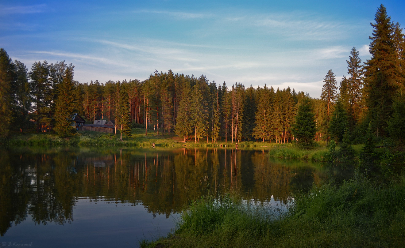 photo "***" tags: landscape, nature, evening, forest, pond, summer, water, деревня, зарисовка