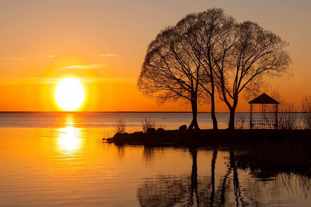 фото "На закате" метки: пейзаж, Pereslavl, evening, nature, orange, reflection, sun, Переславль, Плещеево, Россия, вечер, закат, небо, облака, озеро, силуэт