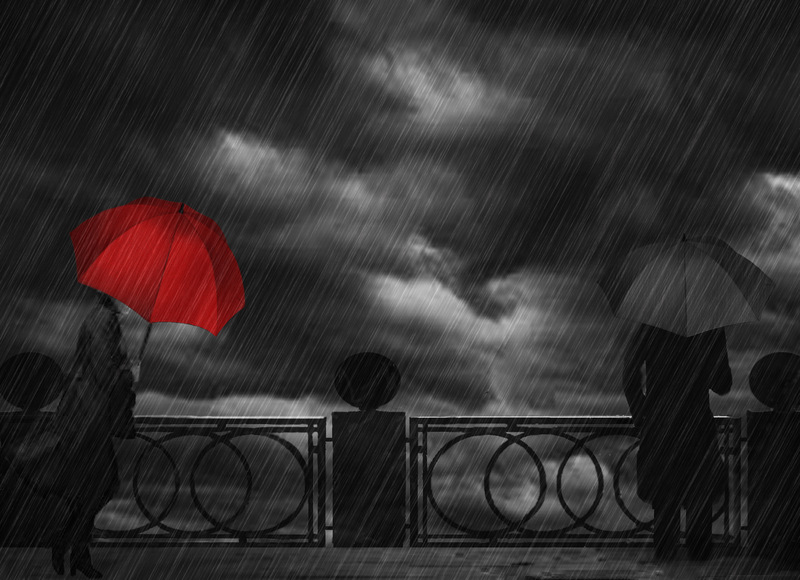 photo "The encounter inevitable..." tags: digital art, misc., Conceptual, couple, feeling, rain