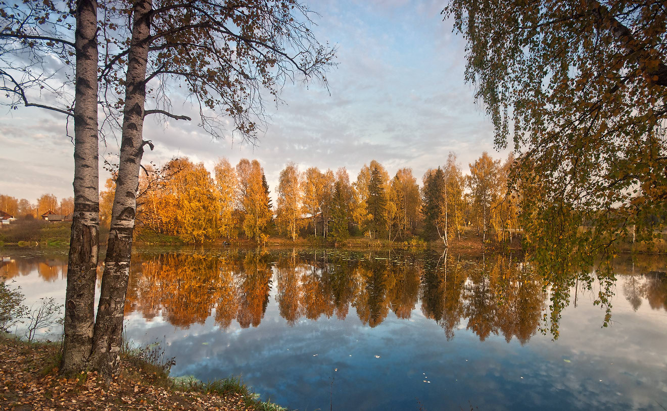 photo "***" tags: landscape, nature, autumn, clouds, evening, pond, water