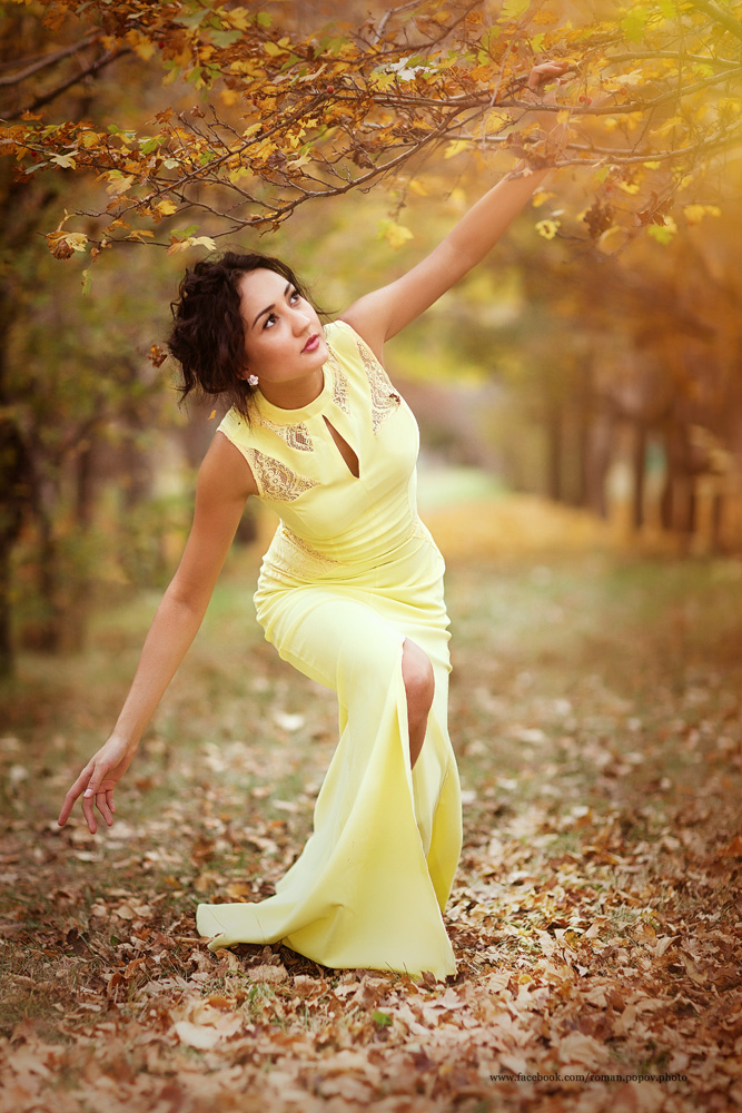 фото "Мадина" метки: портрет, девушка, девушка в платье, деревья, жанровый портрет, женский портрет, листва, осень, солнце