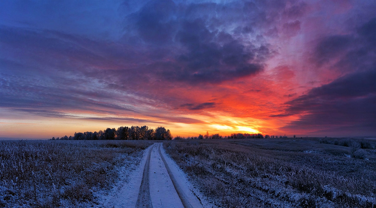 photo "***" tags: landscape, road, sunset, winter