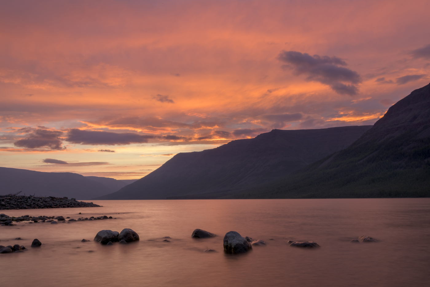 photo "***" tags: landscape, nature, travel, lake, mountains, summer, sunset, Таймыр, путешествие