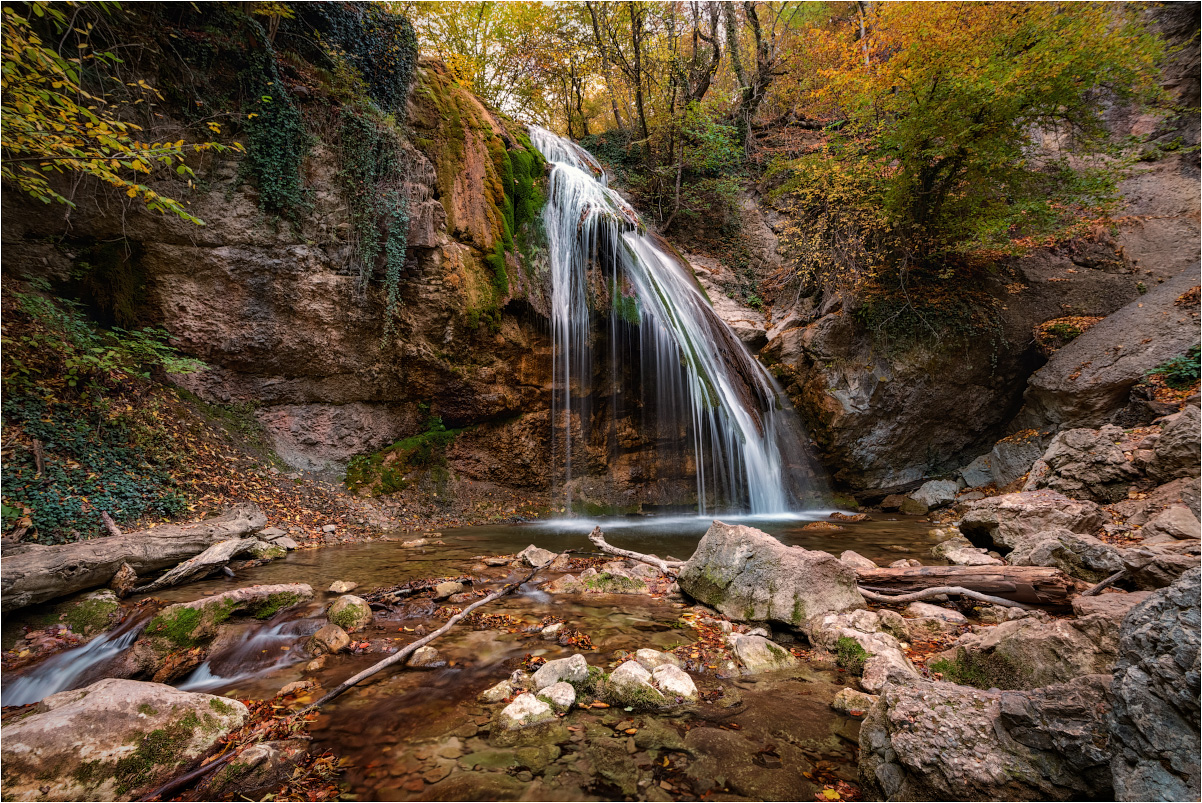 photo "***" tags: landscape, travel, nature, Crimea, autumn, mountains, river, water, водопад