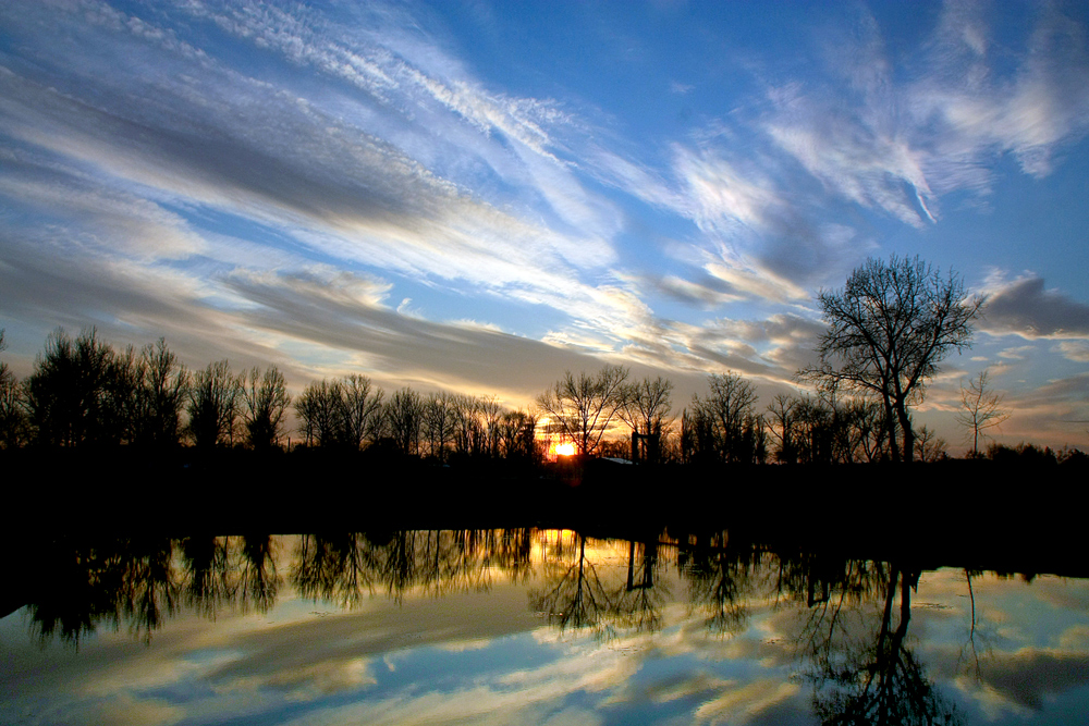 photo "Sunset December" tags: landscape, colors, lake, reflections, romania, sunset, trees