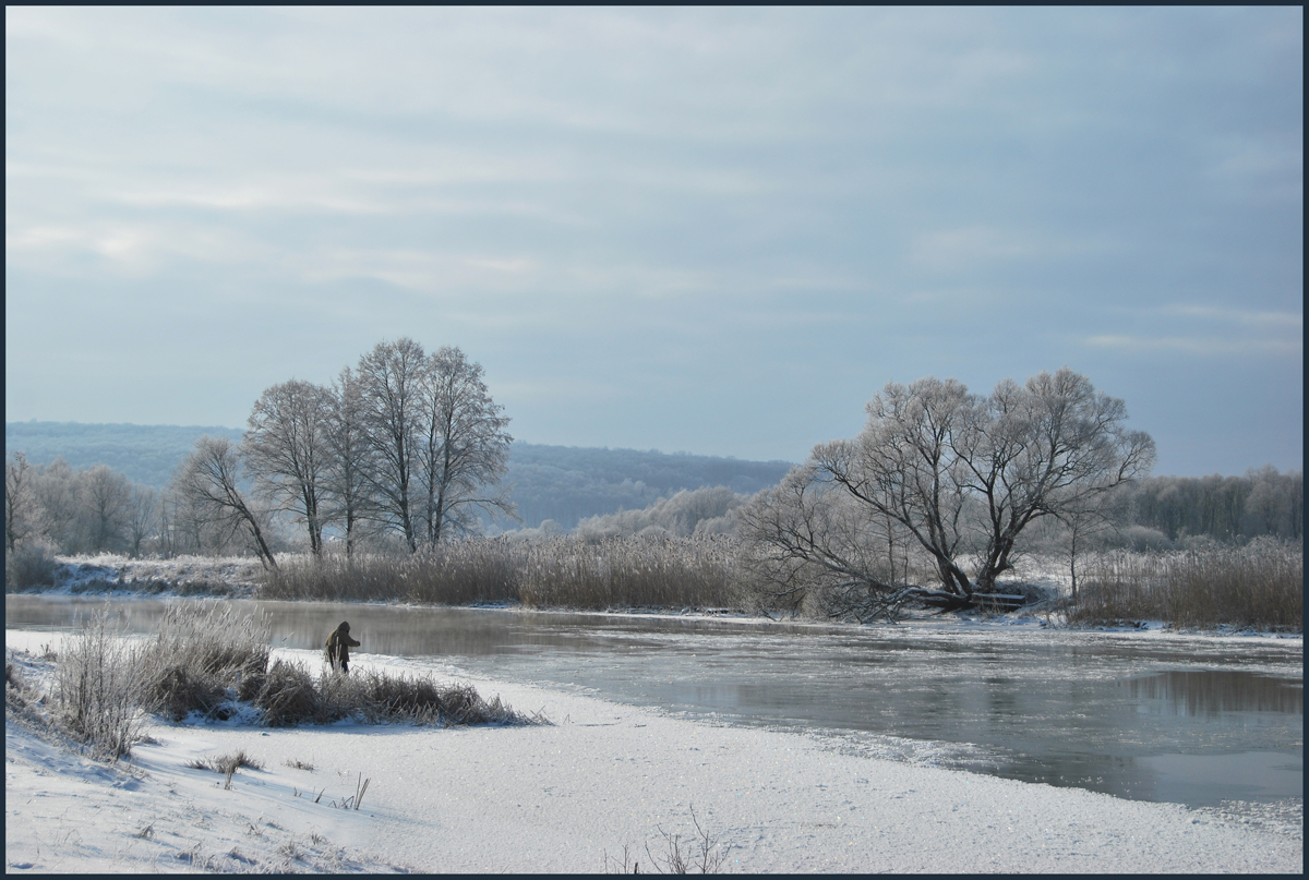 photo "***" tags: landscape, hoarfrost, river, snow, winter, лед, рыбалка