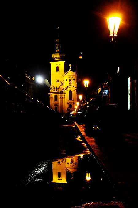 photo "Ночной костёл и фонари" tags: city, Prag, Prague, Praha